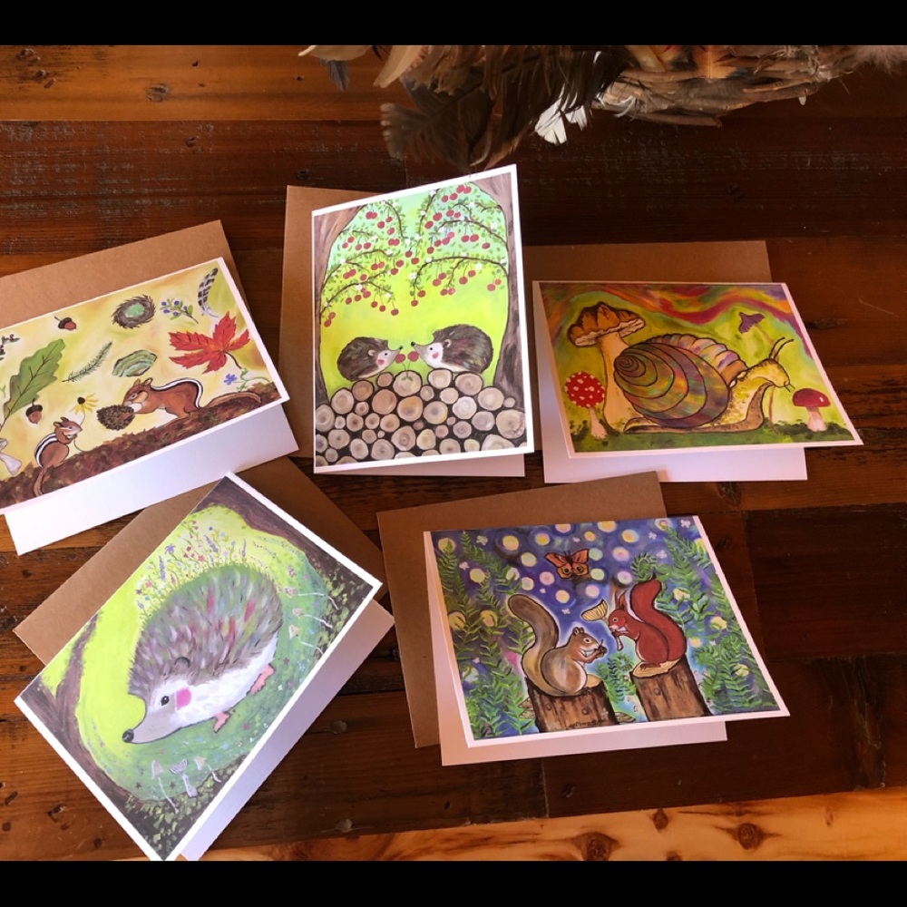 Woodland Critters Greeting Cards 5 Pack in Art Print of Original Oil Painting - Picture 14 of 16